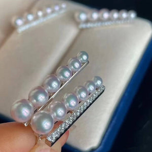tasaki balance stud pearl earrings with diamond