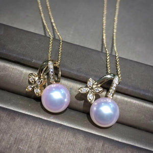 Japanese akoya pearl necklace gold posts