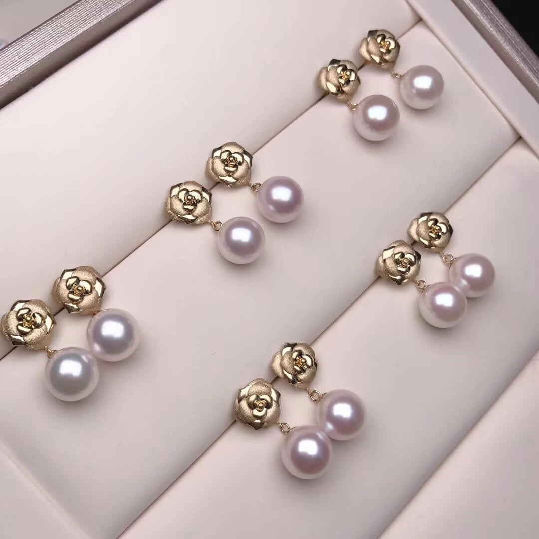 18k gold akoya pearl earrings