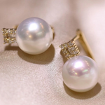 Load image into Gallery viewer, sea pearl earrings with diamond
