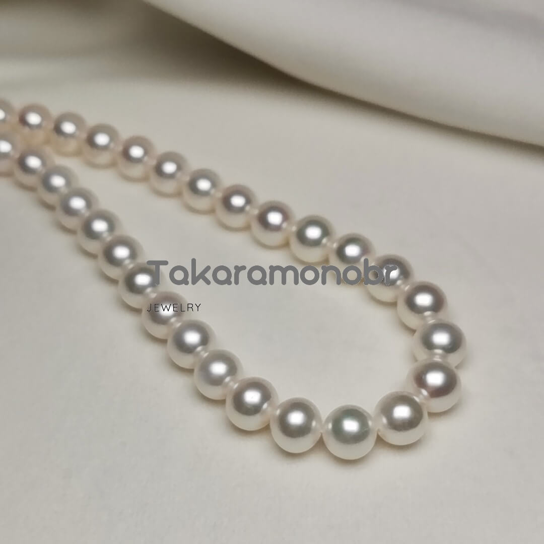 7.0-8.0 mm 16" White Freshadama Freshwater Pearl Necklace - takaramonobr