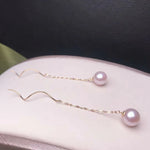 Load image into Gallery viewer, white akoya dangle earrings
