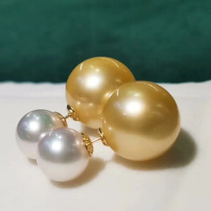 large golden pearl earrings