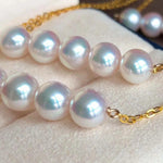 Load image into Gallery viewer, Japanese akoya pearl lariat necklace silver
