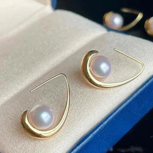 pearl earrings 18k gold setting