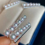 Load image into Gallery viewer, tasaki balance stud pearl earrings with diamond
