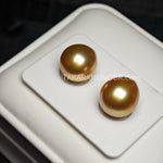 Load image into Gallery viewer, golden south sea pearl and silver earearrings
