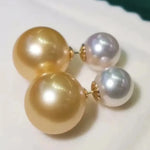 Load image into Gallery viewer, golden pearl stud earrings
