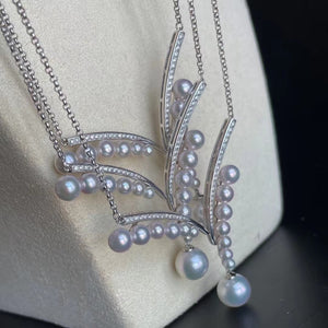 Japanese akoya pearl knot necklace