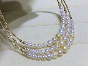 white and gold mixed candy-colored Akoya necklace