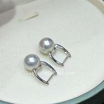Load image into Gallery viewer, takasashi grey pearl earrings
