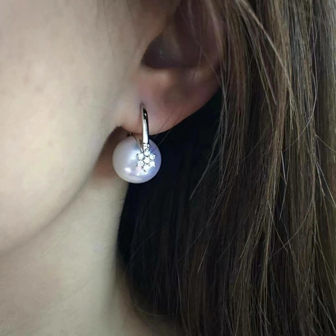 large pearl hoop earrings