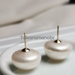 Load image into Gallery viewer, 15.0-16.0 mm White Button Freshwater Pearl Earrings - takaramonobr
