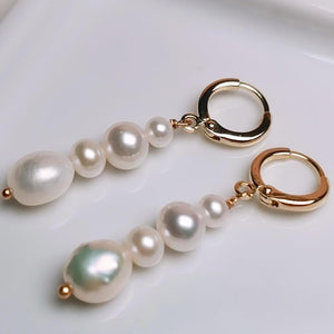 Freshwater Cultured Pearl Earrings for Women 14kGold-Filled Dangle Earring - takaramonobr