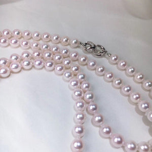 7.0-7.5 mm 32 Inches AAA White Akoya Pearl Necklace with Solid 14-Karat Gold Clasp - takaramonobr