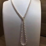 Load image into Gallery viewer, 7.0-7.5 mm 32 Inches AAA White Akoya Pearl Necklace with Solid 14-Karat Gold Clasp - takaramonobr
