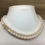 Load image into Gallery viewer, 7.0-7.5 mm 32 Inches AAA White Akoya Pearl Necklace with Solid 14-Karat Gold Clasp - takaramonobr

