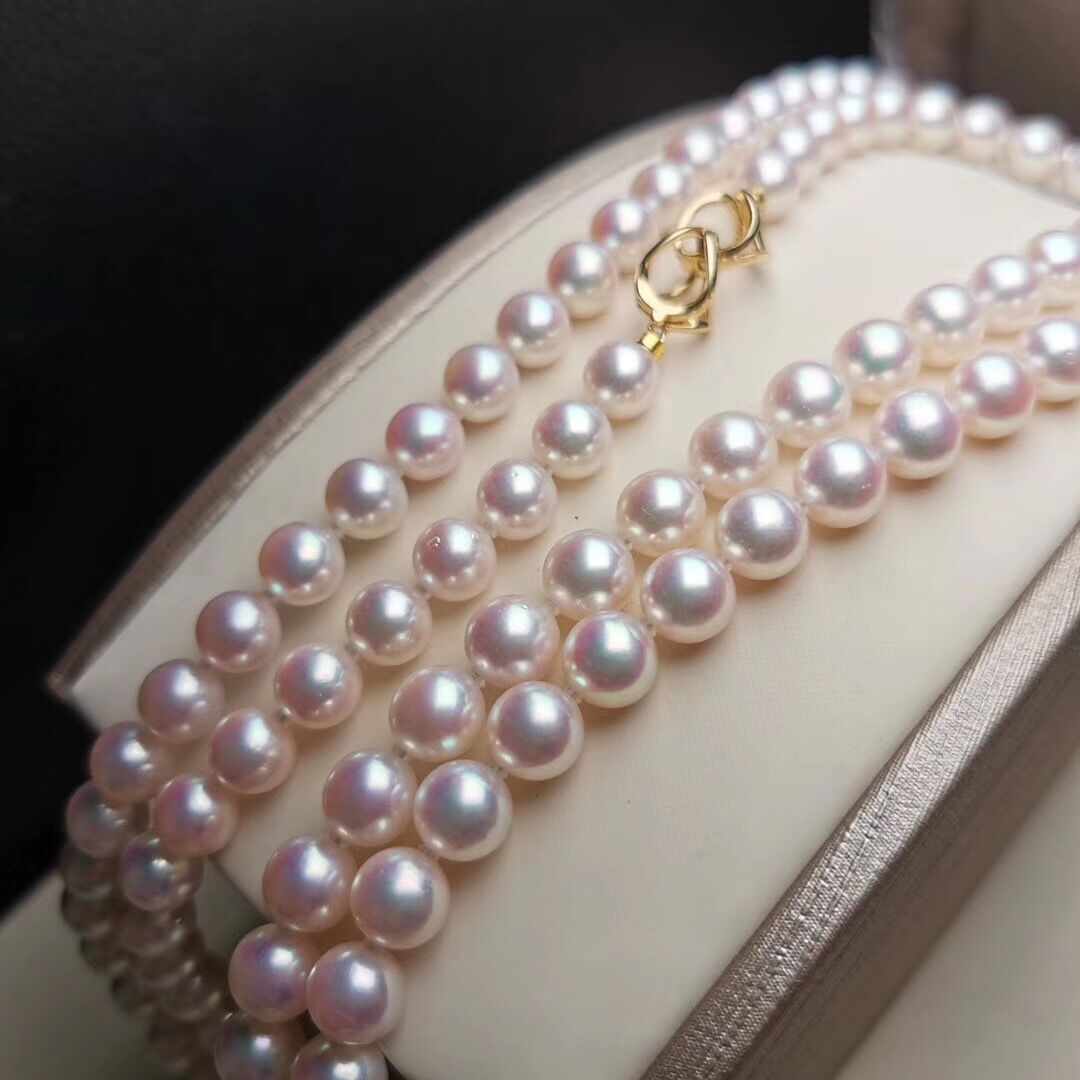 Japanese akoya pearl stud necklace screw backs