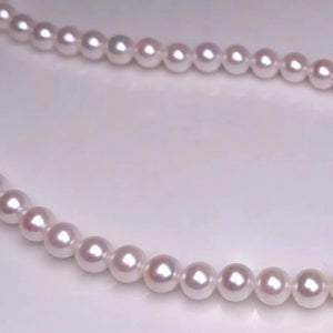 5.5-6.0 mm AAA Baby White Akoya Pearl Necklace 16" with Solid 14-Karat Gold Chain - takaramonobr