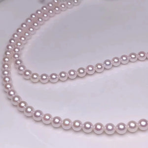5.5-6.0 mm AAA Baby White Akoya Pearl Necklace 16" with Solid 14-Karat Gold Chain - takaramonobr