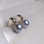 Load image into Gallery viewer, silver blue akoya pearl earrings
