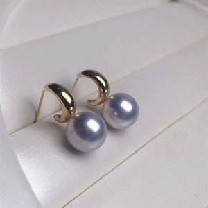 silver blue akoya pearl earrings