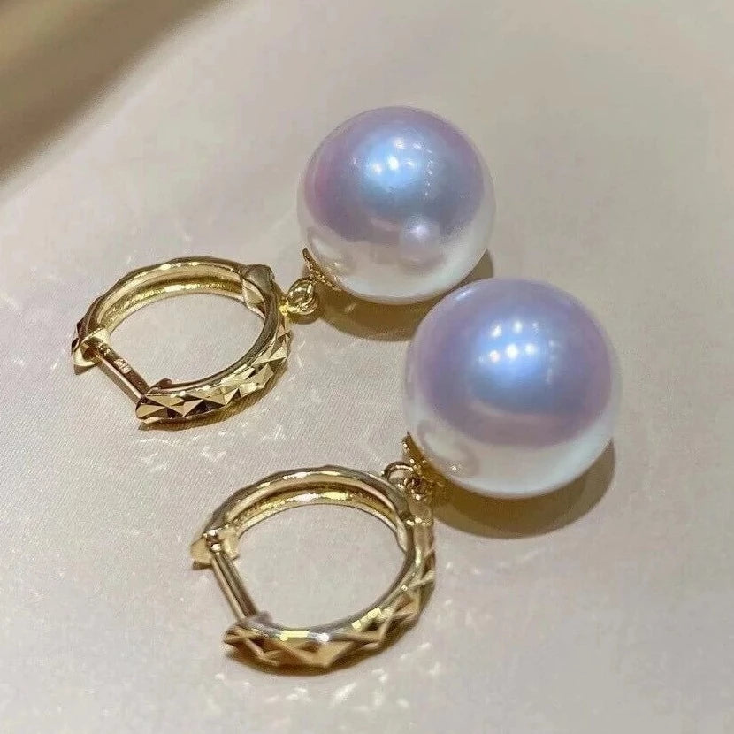 tribal Japanese akoya pearl dangle earrings