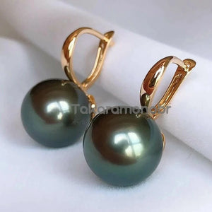 blue green pearl earrings in dangle