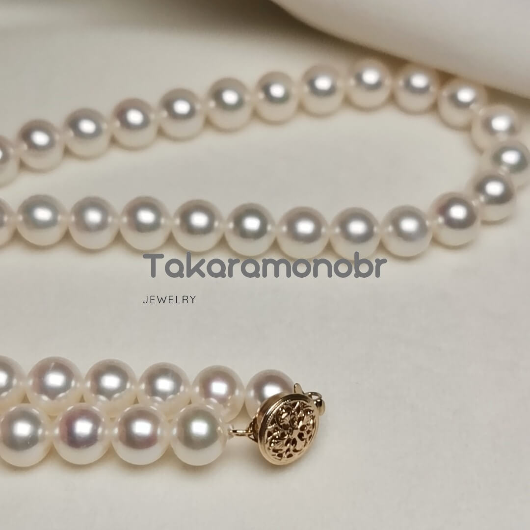 7.0-8.0 mm 16" White Freshadama Freshwater Pearl Necklace - takaramonobr
