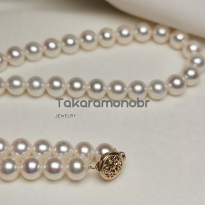 7.0-8.0 mm 16" White Freshadama Freshwater Pearl Necklace - takaramonobr