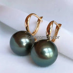 Load image into Gallery viewer, wing 18ct yellow gold blue green clean surface pearl earrings
