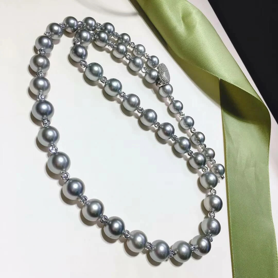 tahitian pearl necklace with silver bead