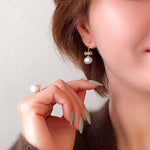 Load image into Gallery viewer, Bowknot Collection 9.0-10.0 mm White South Sea Pearl &amp; Diamond Dangle Earrings for Woman - takaramonobr
