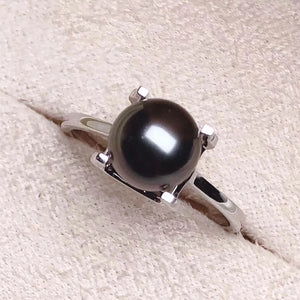 black tahitian and pearl ring