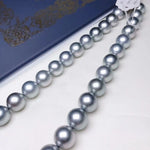 Load image into Gallery viewer, large size silver blue Tahitian pearl necklace
