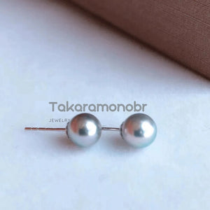 blue akoya pearl stud earrings