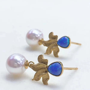 gold pearl hoop earrings
