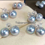 Load image into Gallery viewer, blue akoya pearl earrings
