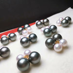 Load image into Gallery viewer, black Tahitian and white akoya pearl
