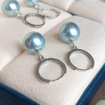 Load image into Gallery viewer, blue round akoya pearl earrings
