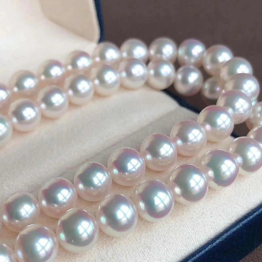 7.0-7.5 mm Round Genuine White Akoya Pearl Necklace in 16 Inch for Women - takaramonobr