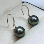 Load image into Gallery viewer, dangle peacock green pearl earrings
