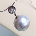 Load image into Gallery viewer, Wheel Collection 14.0-15.0 mm White South Sea Pearl &amp; Diamond Pendant in G18k - takaramonobr
