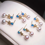 Load image into Gallery viewer, white pearl stud earrings
