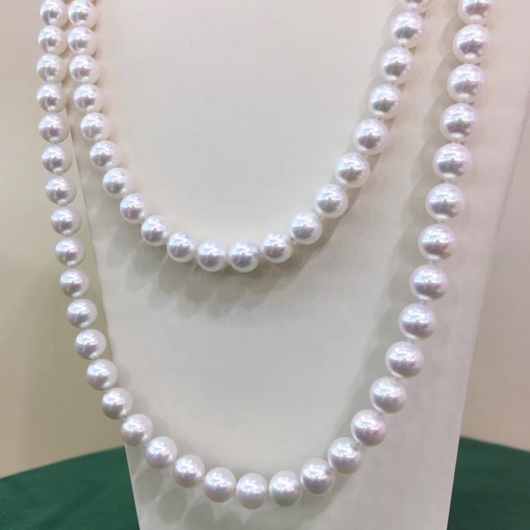 red Japanese akoya pearl necklace