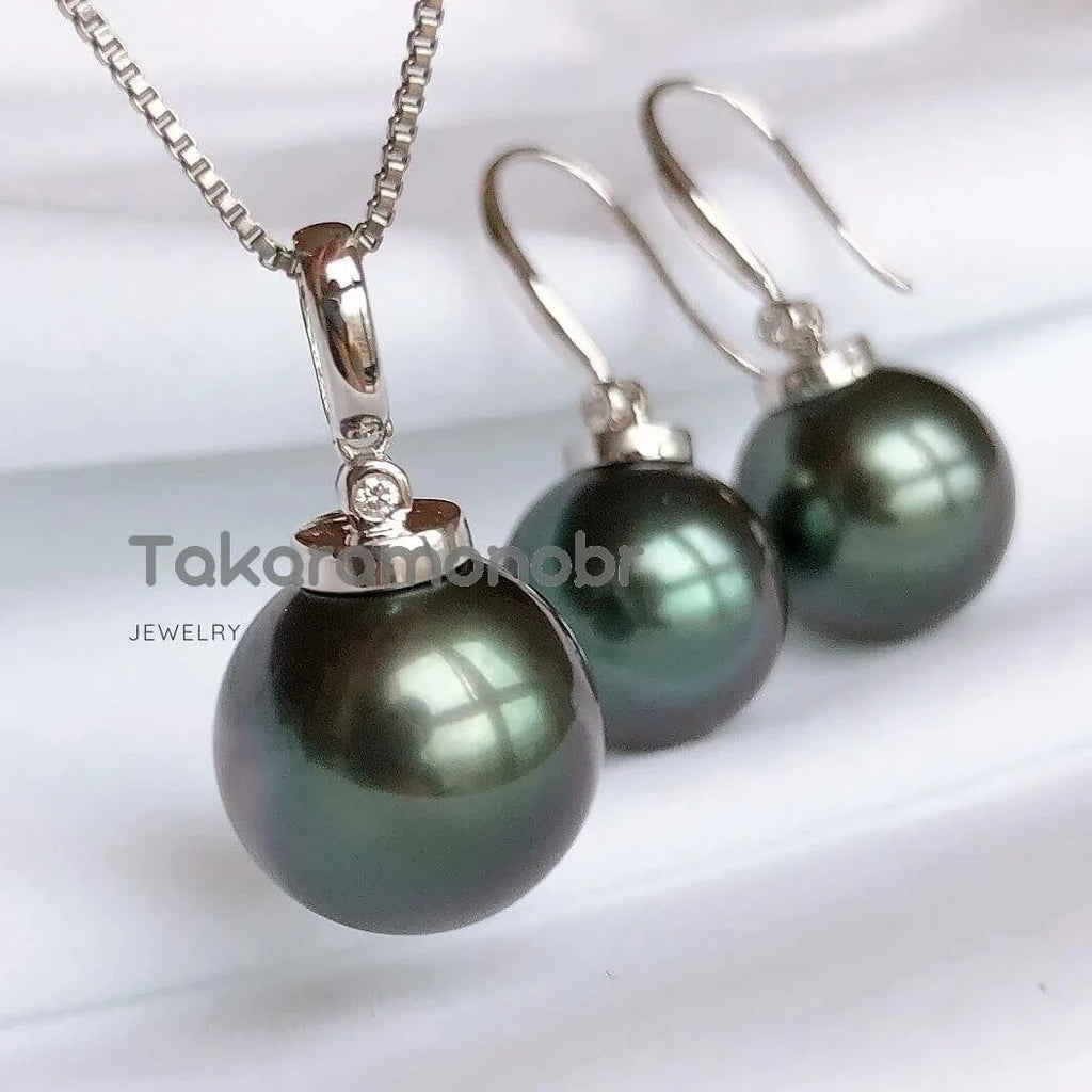 tahitian black green pearl pendant