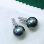 Load image into Gallery viewer, pearl stud earrings with black green color
