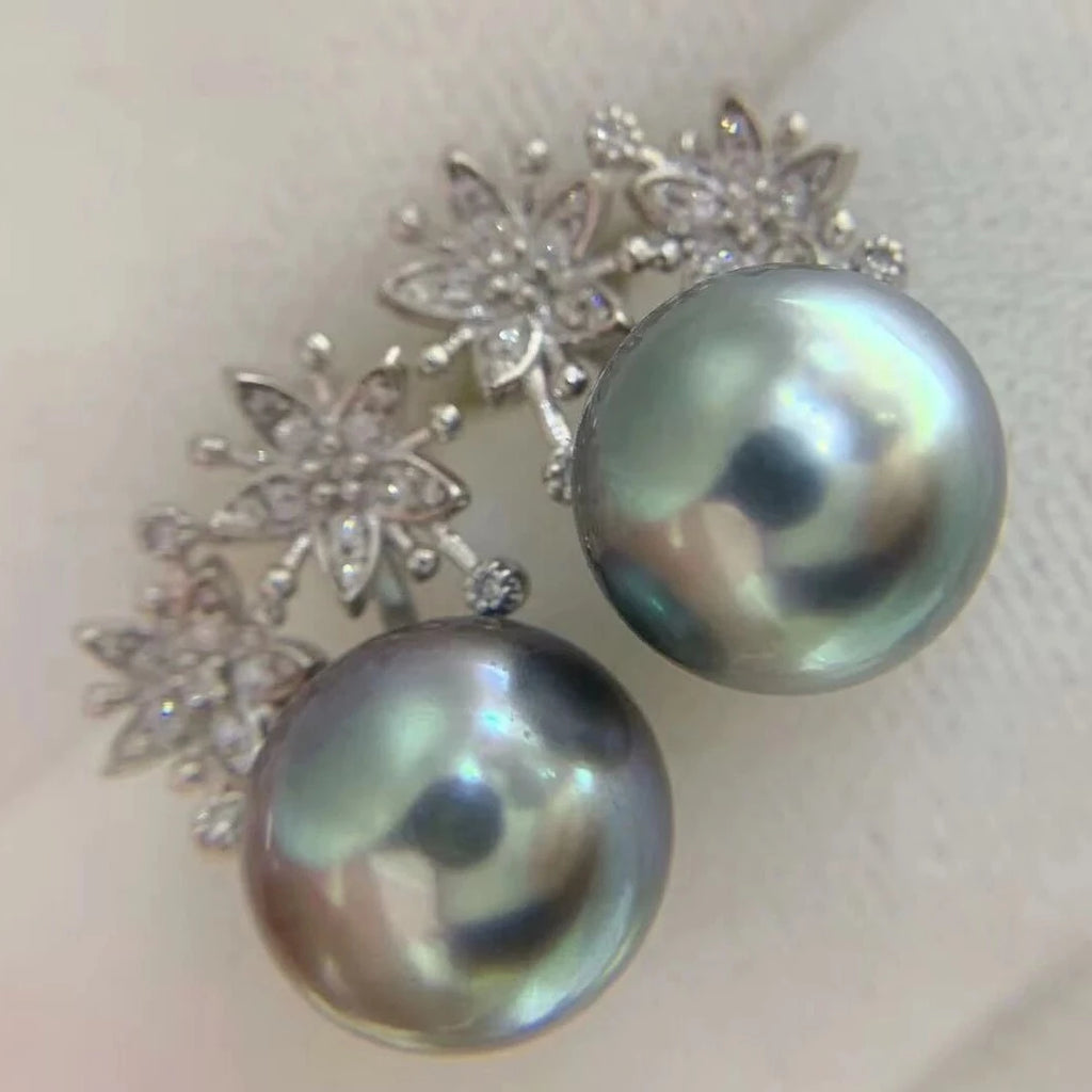 cultured pearls pearls diamond earrings