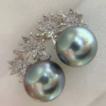Load image into Gallery viewer, cultured pearls pearls diamond earrings
