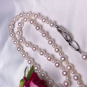 24" Matinee Length Japanese AA+ White Akoya Pearl Necklace - takaramonobr